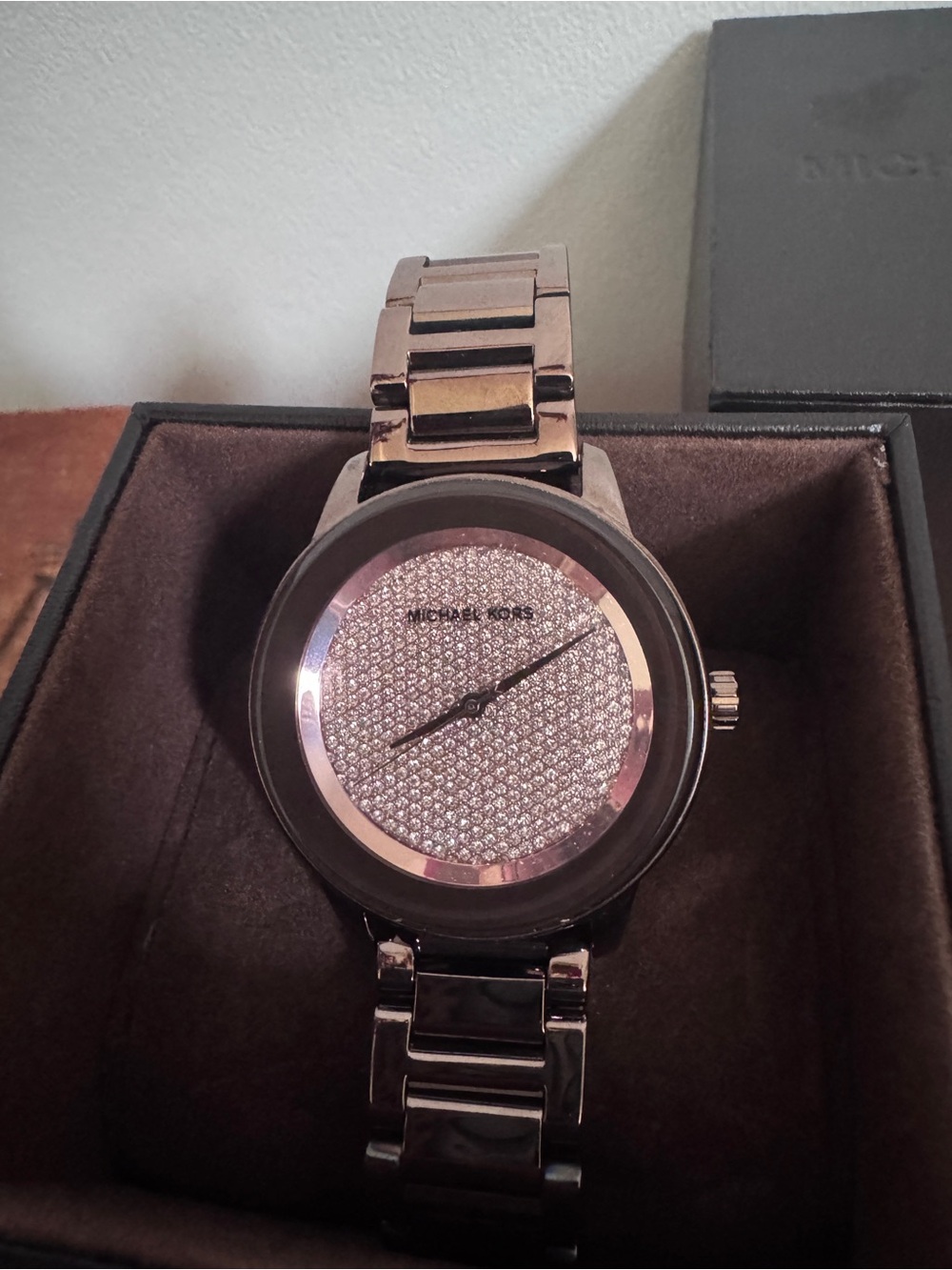 Michael Kors Rose Gold Tone Pavé Dial Bracelet Watch